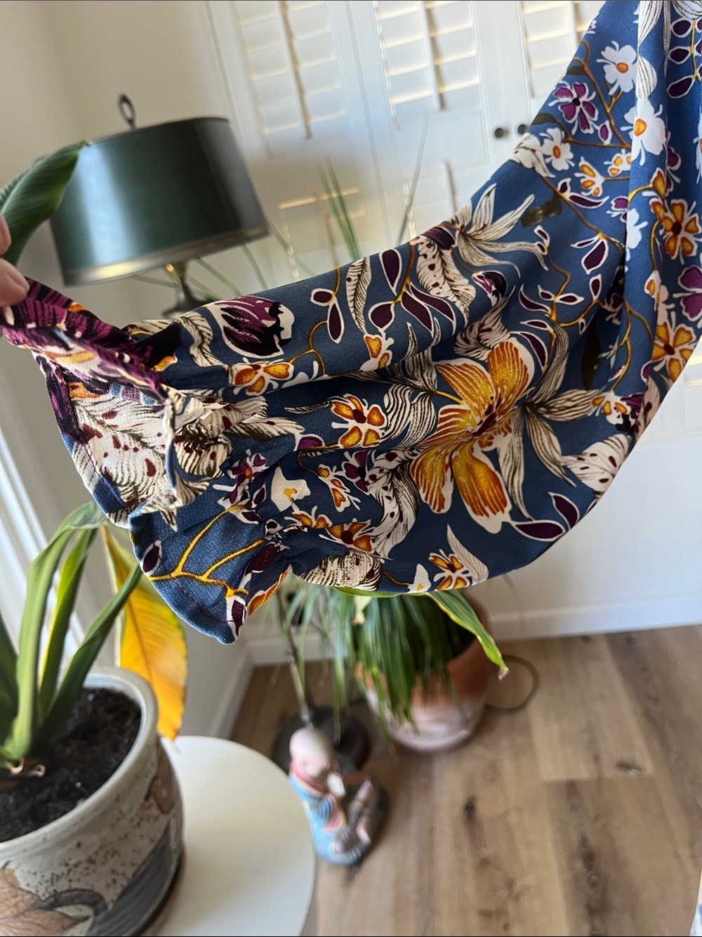 ODDY Boho Patchwork Midi Dress in Mustard, Blue & Burgundy - Picture 4 of 10
